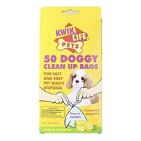 Kwik Life Pets Doggy Poop Clean Up Waste Bags Lemon Scented - 1 Pack of 50 bags