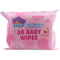 Kwik Life Pk30 Baby Wipes With Sticky Top Alcohol Free Fragrance Free