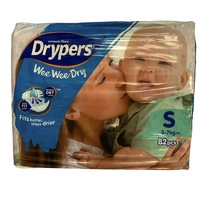 1pk 82 Drypers Baby Wee Wee Dry Nappies Nappy - Small 3-7Kg Diapers