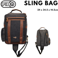 FIB Canvas Sling Bag w Adjustable Shoulder Strap & Tablet Pocket Travel - Black