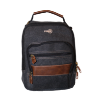 FIB Canvas Sling Bag Shoulder Strap Messenger Travel Pack w Tablet Pocket - Black