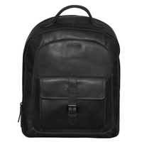 Futura Mens Leather Laptop Backpack School Shoulder Bag Front Pocket - Black