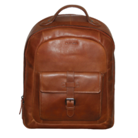 Futura Mens Leather Backpack Bag w Laptop Section Travel Luggage - Brown