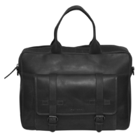 Futura Mens Leather  Laptop Business Bag College Work Satchel Handbag - Black