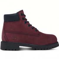 Timberland Kids Youth 6" Premium Waterproof Leather Boots Shoes - Dark Red