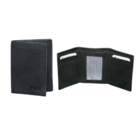 FIB RFID Leather Tri-Fold Men's Wallet  - Black