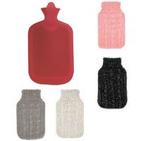 2L HOT WATER BOTTLE with Knit Sparkles Cover Winter Warm Natural Rubber Bag