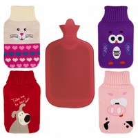 2L HOT WATER BOTTLE with Knitted Cover Winter Warm Natural Rubber Bag