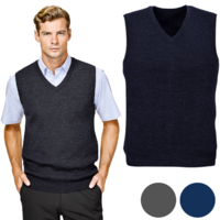 Men's Wool Blend V Neck Vest Sleeveless Double Knit 