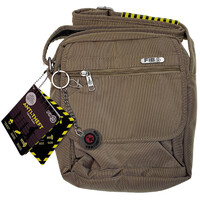 FIB Anti-Theft Slash Proof RFID North South Shoulder Bag w Tablet Pocket - Sand