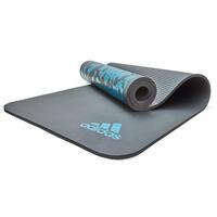 Adidas Training 10mm Exercise Floor Mat Gym Thick Yoga Fitness Pilates - Charcoal/Blue