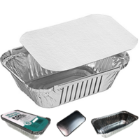 144x ALUMINIUM FOIL CONTAINERS WITH LIDS Large Tray BBQ Takeaway Roasting 20cm*11cm*5cm