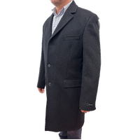 Austin Reed Lapel Trench Coat Jacket Winter Overcoat w/ Cashmere - Black