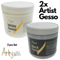 2pcs Set 500ml Black & White Artist Gesso Canvas Primer Wood Sealer Non-toxic