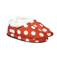 ARCHLINE Orthotic Slippers CLOSED Back Scuffs Moccasins Pain Relief - Red Polka Dots