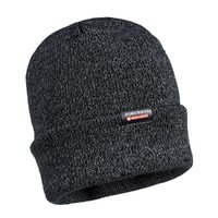 Portwest Reflective Knit Beanie Warm Winter Hi Vis High Visibility Workwear - Black