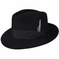 Bailey 100% Wool Flet Gangster Vintage Fedora Trilby Hat - Made in USA - Black