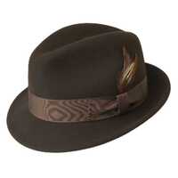 Bailey Mens Hollywood Tino Fedora Hat with Removable Feather - Brown
