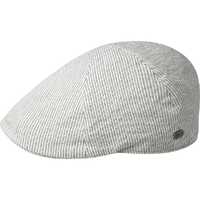 Bailey Mens Gurley Pub Flat Cap Classic Seersucker Textured Cotton Hat - White