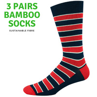 3x Pairs Men's Bamboozld Bamboo Socks Crew - Stripe