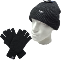 2pcs Winter Set Mens 3M Thinsulate Beanie Hat + Knitted Fingerless Gloves Snow