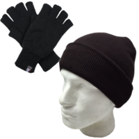 2pcs Set 3M Thinsulate Knitted Fingerless Gloves + Plain Beanie Hat Winter Warm