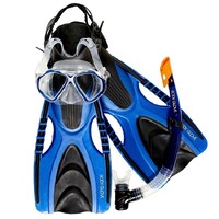 4 Piece Body Glove Quantum 2.0 Adult's Dive Set Snorkel Mask Fins - Blue & Black