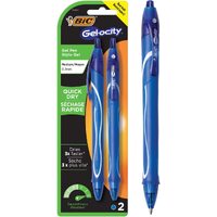 BIC Gel-ocity Quick Dry Blue Pen Gel Ink Medium Point (0.7mm) - 1 Pack of 2 Pens