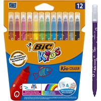 Pack of 12 BIC Kids Vivid Colour Markers Felt Pens Couleur Medium Blocked Tip