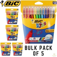 5x 12 BIC Kids Vivid Colour Markers Felt Pens Couleur Medium Blocked Tip BULK