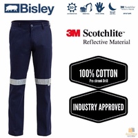 BISLEY 3M Reflective Cotton Cargo Work Pants Industrial Trousers Tradie BP6006T