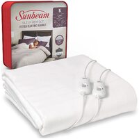 Sunbeam Sleep Perfect Fitted Electric Washable Heated Blanket King - White