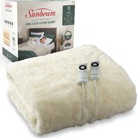 Sunbeam Sleep Perfect Wool Fleece Heated Soft Washable Blanket - Queen