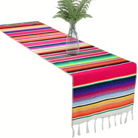 Rainbow Table Runner Stripe With Tassel Mexican Tablecloth Wedding Party Decor