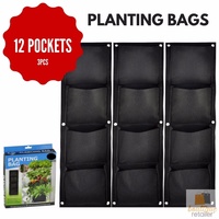 12 Pocket 3pcs PLANTING BAG Vertical Garden Hanging Bag for Herbs Plants On Wall