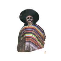 PREMIUM MEXICAN PONCHO Spanish Costume Wild West Cowboy Party Bandit  2179