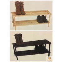 2-Tier Timber Shoe Rack Stackable Indoor Natural Wooden Shelf Stand Home Decor