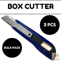 3x BOX CUTTER Knife Retractable Blade Snap Off Razor 18mm Durable Opener BULK