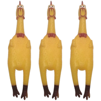 3x SHRILLING CHICKEN Dog Chew Screaming Toy Squeeze Sound Funny Rubber Pet BULK