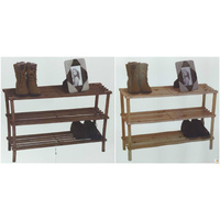 3-Tier Timber Shoe Rack Stackable Indoor Natural Wooden Shelf Stand Home Decor