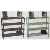 4-Tier Timber Shoe Rack Stackable Indoor Natural Wooden Shelf Stand Home Decor