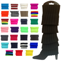 6x Womens Leg Warmers Disco Winter Knit Dance Party Crochet Legging Socks Costume
