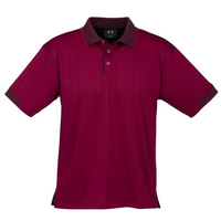 Mens Polo Shirt Breathable Top T Shirt Casual Cotton Blend Cool Dry - Maroon/Black