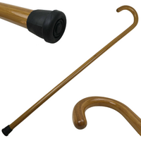 92cm WOODEN WALKING STICK Wood Cane Pole Carved Varnished Deluxe Quality Sturdy - Brown