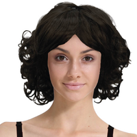 CURLY BOB WIG Hair Party Costume Halloween Fancy Dress Up 60s 70s Cosplay - Black