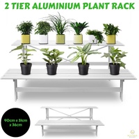 2 Tier ALUMINIUM PLANT RACK Pot Stand Home Garden Patio Balcony FS2