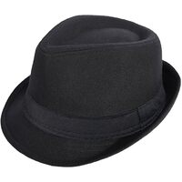 Classic Trilby Hat Fedora Felt Costume Gangster Jazz Cap in Black - One Size