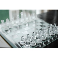 IMPERIAL GLASS CHESS SET Frosted 35cm x 35cm Games New