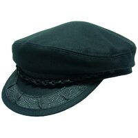 GREEK FISHERMAN Cap Hat Winter Wool Blend MADE IN GREECE Classic Ivy Sailor - Black