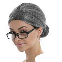 GRANDMA WIG Grey Hair Old Lady Granny Fancy Dress Costume Party Grand Mother